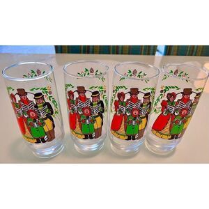 Vintage 1983 Pepsi Christmas Caroling Glass Merry Christmas Holidays Set of 4